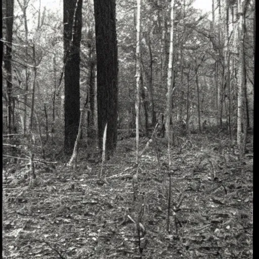 Image similar to blair witch hauntology ghost occult forest, very old photo