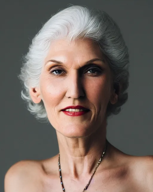 Image similar to A portrait of 18 year old Maye Musk, highly detailed, trending on artstation, bokeh, 90mm, f/1.4