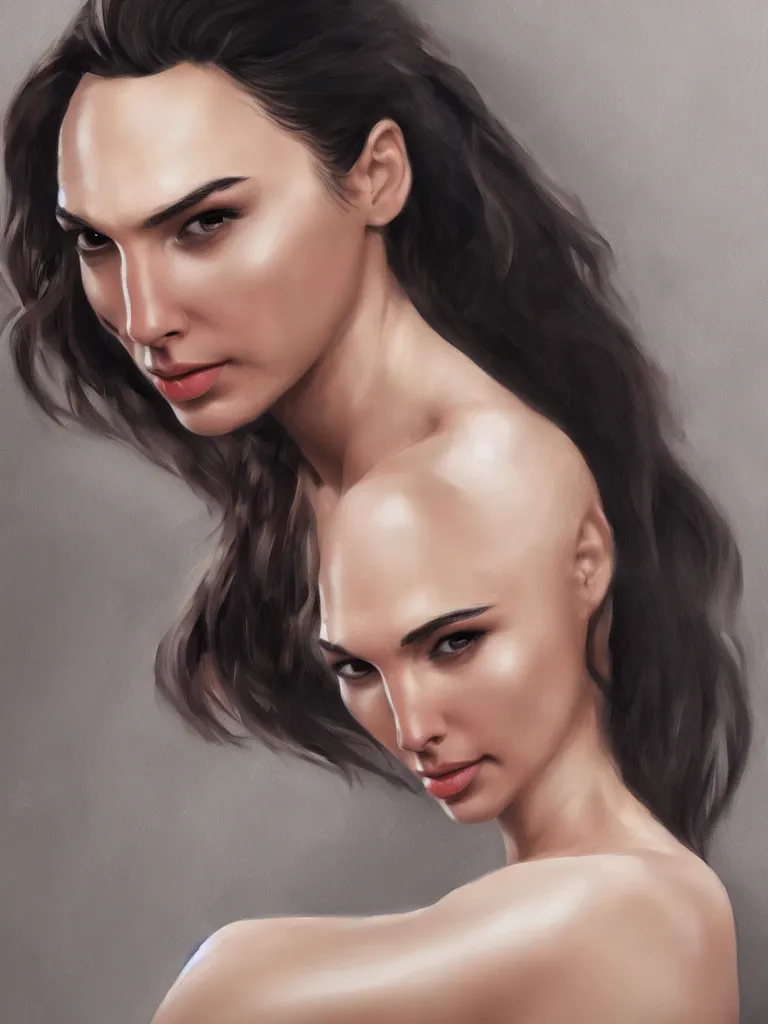 Image similar to a beautiful portrait of gal gadot by Karmen loh and, detailed, proportional, trending on art station, 4k