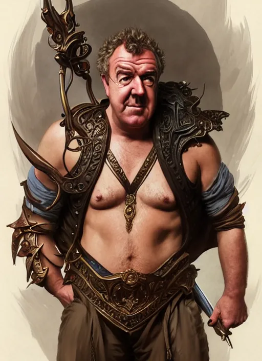 Prompt: portrait of jeremy clarkson, d & d, muscular, fantasy, intricate, elegant, highly detailed, digital painting, artstation, concept art, smooth, sharp focus, illustration, art by artgerm and greg rutkowski and alphonse mucha