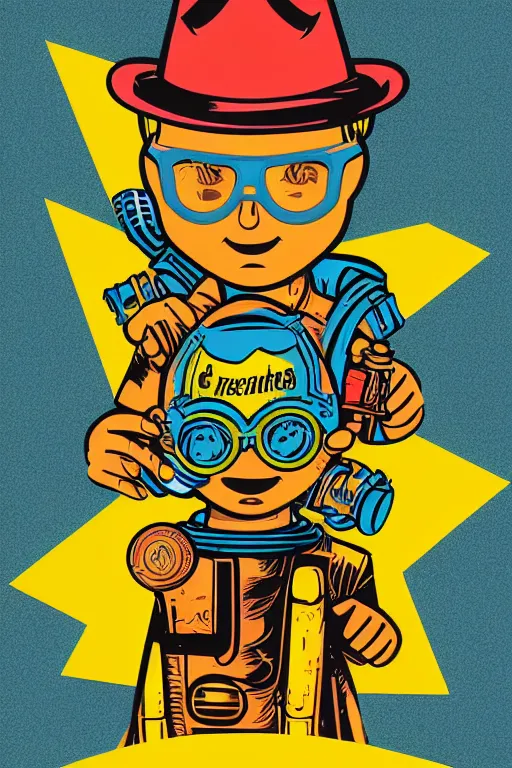 Image similar to fallout 7 6 retro futurist illustration art by butcher billy, sticker, colorful, illustration, highly detailed, simple, smooth and clean vector curves, no jagged lines, vector art, smooth andy warhol style