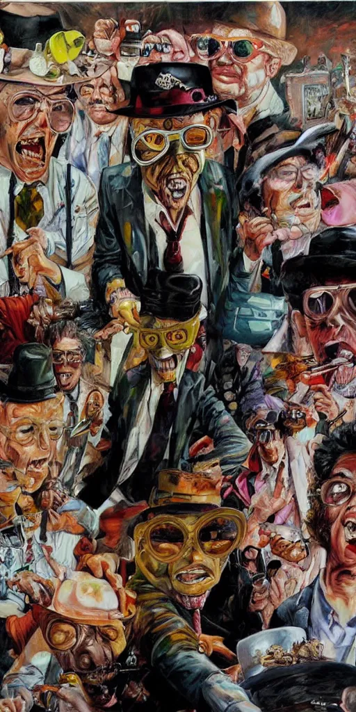 Image similar to oil painting scene from Fear an loathing in las vegas movie art by kim jung gi