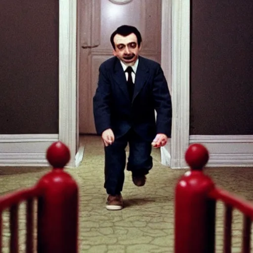 Image similar to A still of Mr Bean in The Shining