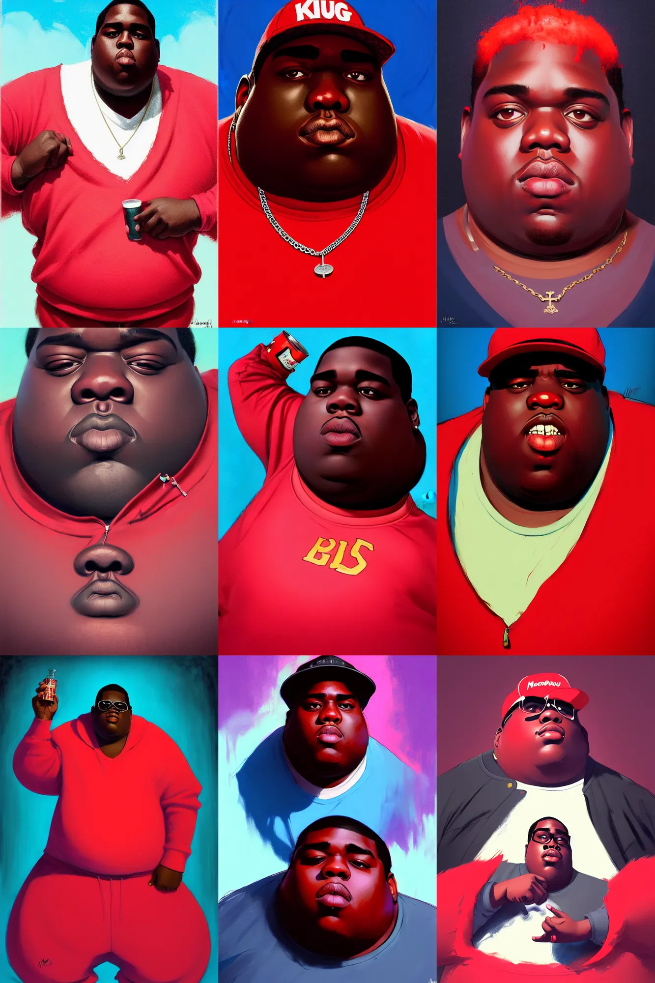 Prompt: the notorious b. i. g. as red kool - aid man animation pixar style, shaded lighting poster by magali villeneuve, artgerm, jeremy lipkin and michael garmash, rob rey and kentaro miura style, trending on art station