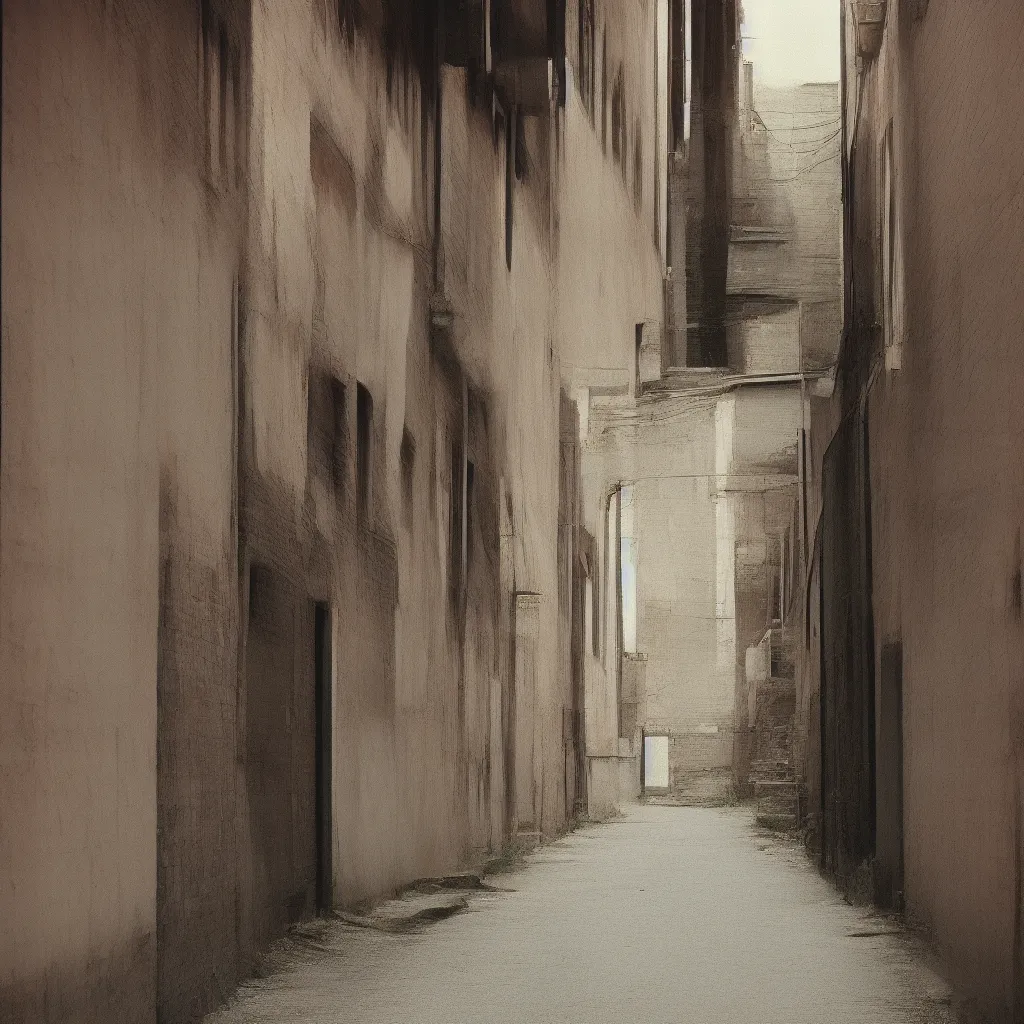 Image similar to photograph of a back alley 1979. kodak portra film.