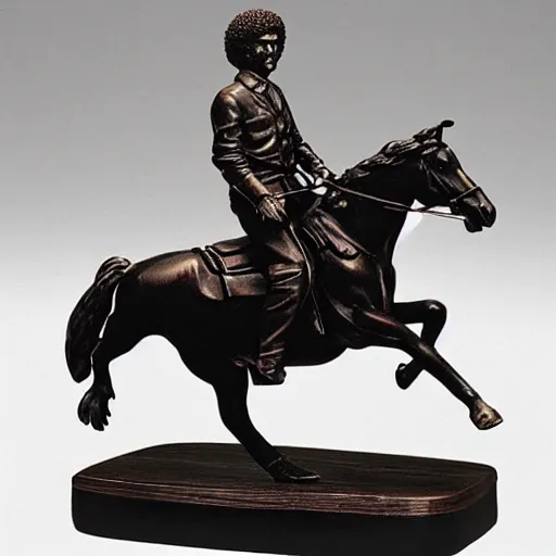 Image similar to bob ross riding horse remington sculpture