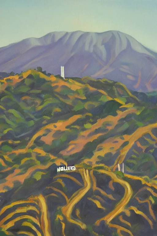 Image similar to painting of the hollywood sign