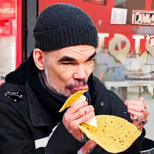 Prompt: billy bob thornton eating a taco in paris