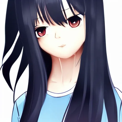 Image similar to full headshot portrait of a girl with long black hair, wearing a surgical mask, drawn by ATDAN, by Avetetsuya Studios, attractive character, colored sketch anime manga panel, trending on Pixiv