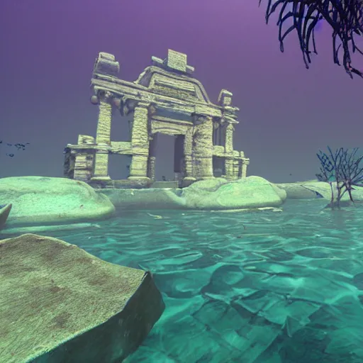 Prompt: ancient city underwater 9 : 1 2