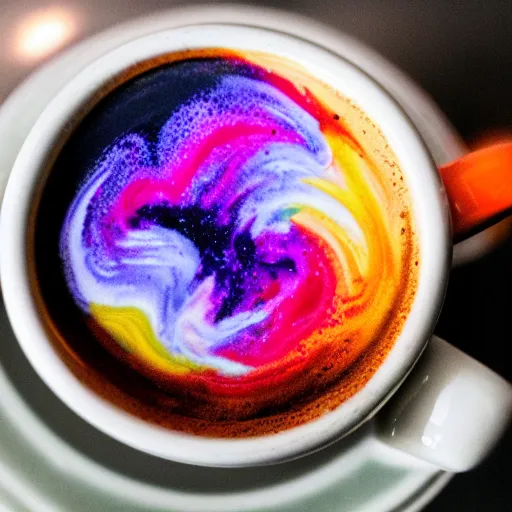 Prompt: colorful nebulae in a coffee cup