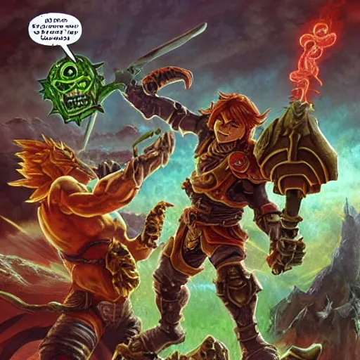 Prompt: link and ganon battle in hell in the style of doom eternal ed binkley