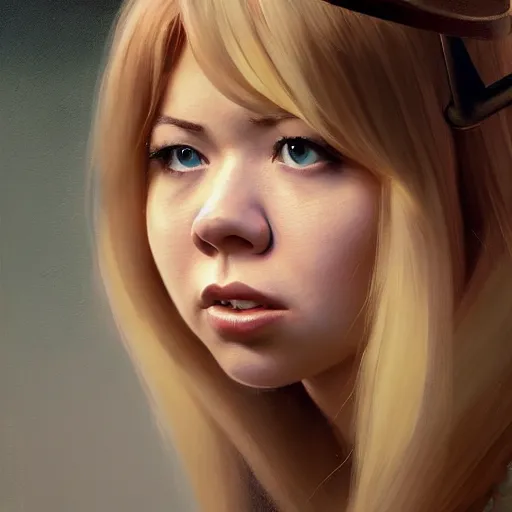 Image similar to detailed painting of jennette mccurdy wearing a maid outfit, 8 k, by greg rutkowski, artgerm, global illumination