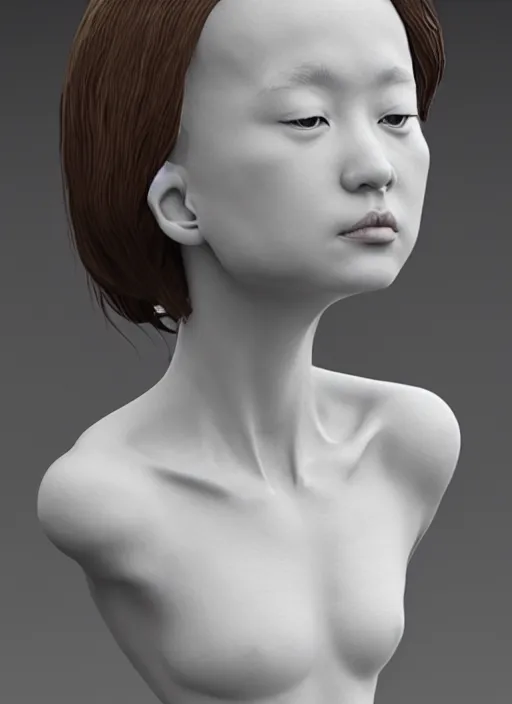 Image similar to 3D resin miniature sculpture by Luo Li Rong, white woman, prefect symmetrical face, academic art, realistic, 8K, Introduction factory photo, Product Introduction Photo, Hyperrealism. Subsurface scattering, raytracing, Octane Render, Zbrush, simple background