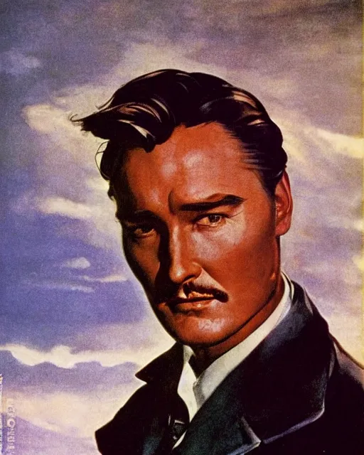 Image similar to Errol Flynn as a scientist. 1980s dystopian Soviet Russia, propaganda screens. By Greg Rutkowski, Gustave Courbet, Rosa Bonheur, Edward Hopper, Ilya Yefimovich Repin, Jean-François Millet, Andrew Newell Wyeth. Faithfully depicted facial expression, perfect anatomy global illumination, radiant light, detailed and intricate environment