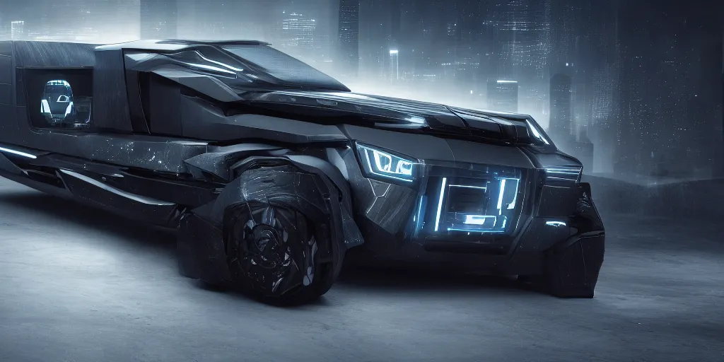 Prompt: a design of a futuristic cybertruck, designed by Polestar, blade runner background, stained antique copper car paint, white wheel rims, black windows, sportscar, dark show room, dramatic lighting, hyper realistic render, depth of field