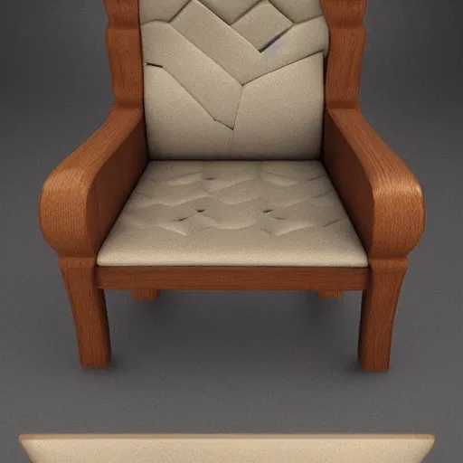 Prompt: a chair made out of marshmallow, concept art, trending on artstation 3D.