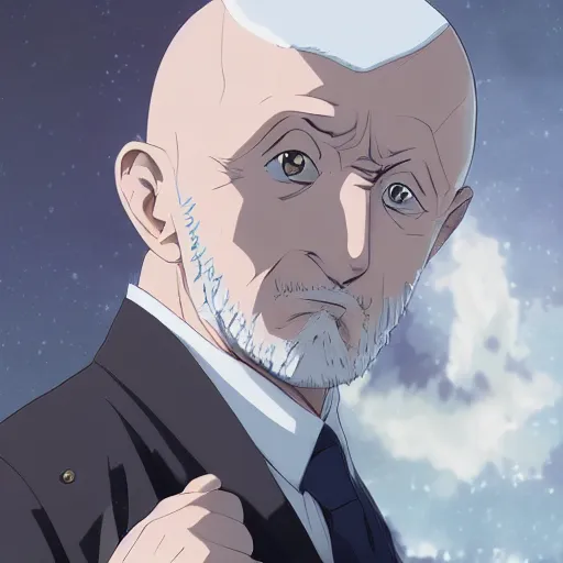 Image similar to portrait of mike ehrmantraut, anime fantasy illustration by tomoyuki yamasaki, kyoto studio, madhouse, ufotable, comixwave films, trending on artstation