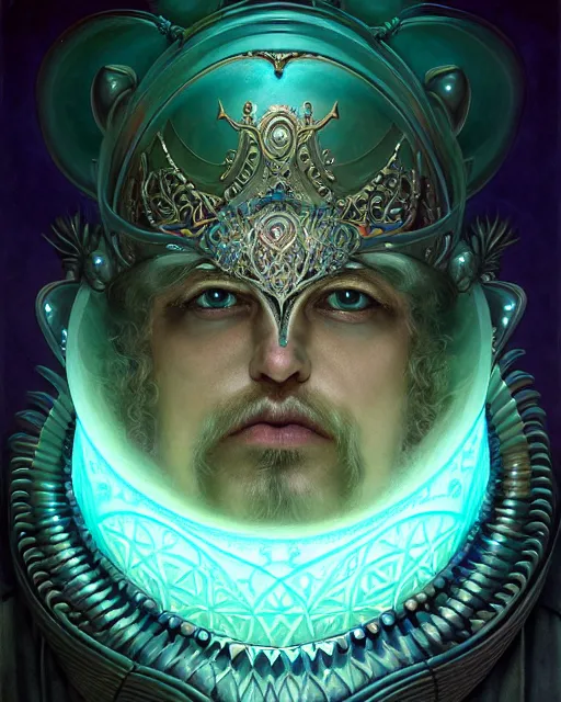 Image similar to front shot of a court jester character, hyperdimensional, bioluminescent ethereal hypercubes, ((intricate)), elegant, highly detailed, centered, (((artstation, concept art, smooth, sharp focus, artgerm, Tomasz Alen Kopera, Peter Mohrbacher, donato giancola, Joseph Christian Leyendecker, WLOP, Boris Vallejo))), mugshot!!!!!, ugly!!!!!!, octane render, nvidia raytracing demo, grainy, muted