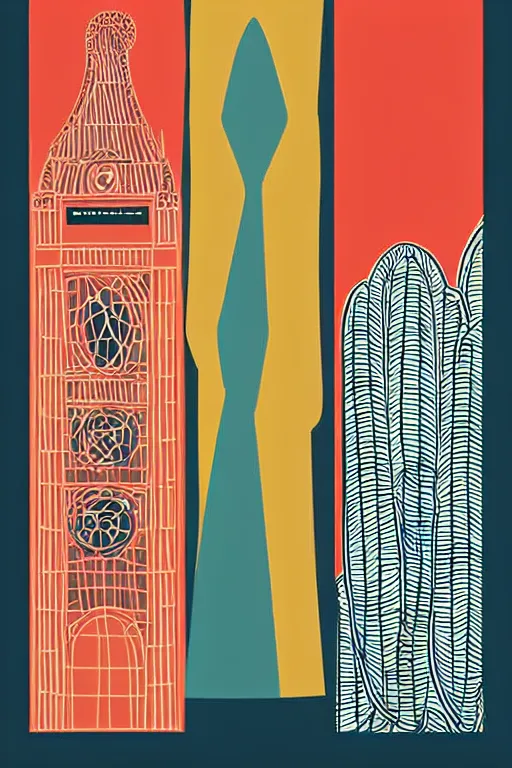 Prompt: minimalist boho style art of london, illustration, vector art