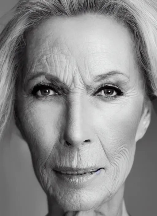 Image similar to portrait of beautiful female clint eastwood by mario testino, headshot, detailed, award winning, sony a 7 r