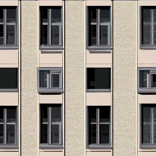 Image similar to long hair growing from windows and doors of large apartment building, the hair reaches the ground, realistic