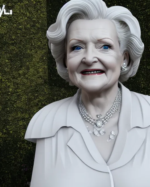 Image similar to A sculpture of Betty White by michelangelo, marble, volumetric lighting, Unreal Engine 5, Photorealistic