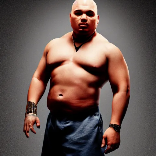 Image similar to fat joe with the physique of a body builder, hyper realistic, ultra detailed, cinematic, dynamic lighting, photorealistic, refined, intricate, digital art, digital painting, masterpiece, 8k