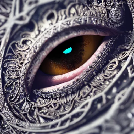 Image similar to The eye of Rah, intricate, ornate, photorealistic, ultra detailed, octane render, high definition, depth of field, bokeh, 8k, artstation, cgsociety