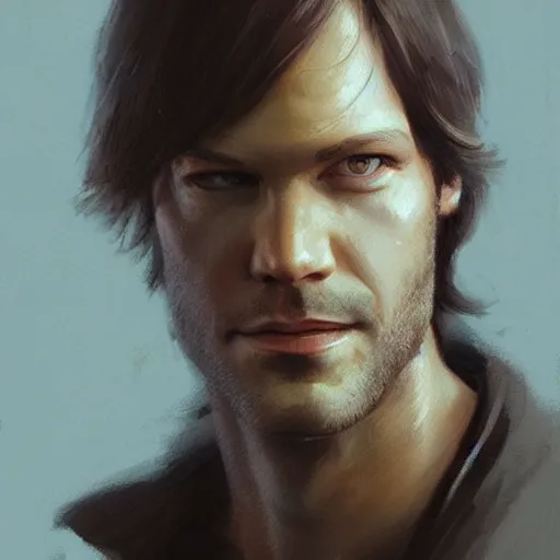 Image similar to “ portrait of jared padalecki by greg rutkowski, young, attractive, highly detailed portrait, scifi, digital painting, artstation, concept art, smooth, sharp foccus ilustration, artstation hq ”