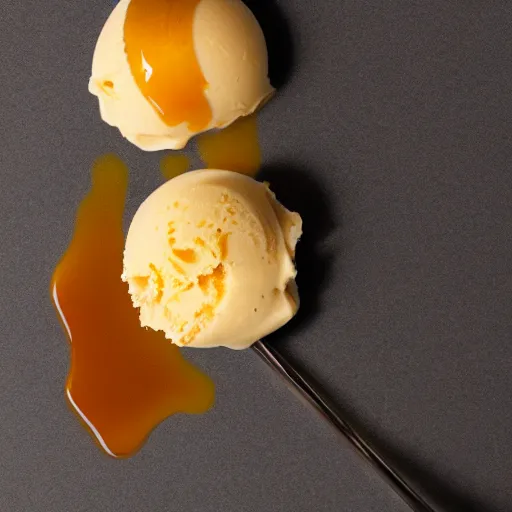 Prompt: saffron and honey ice cream, product picture