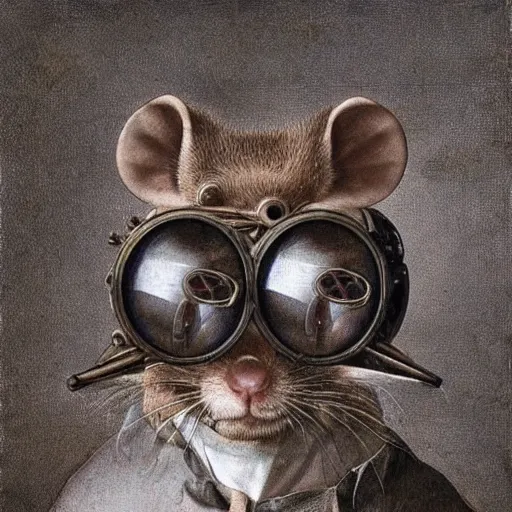 Prompt: a rat with steampunk googles, by Leonardo DaVinci