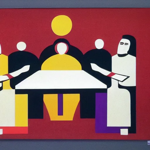 Prompt: Bauhaus artwork The last supper