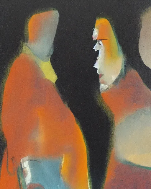 Prompt: painting of two figures in the style of Francis Bacon