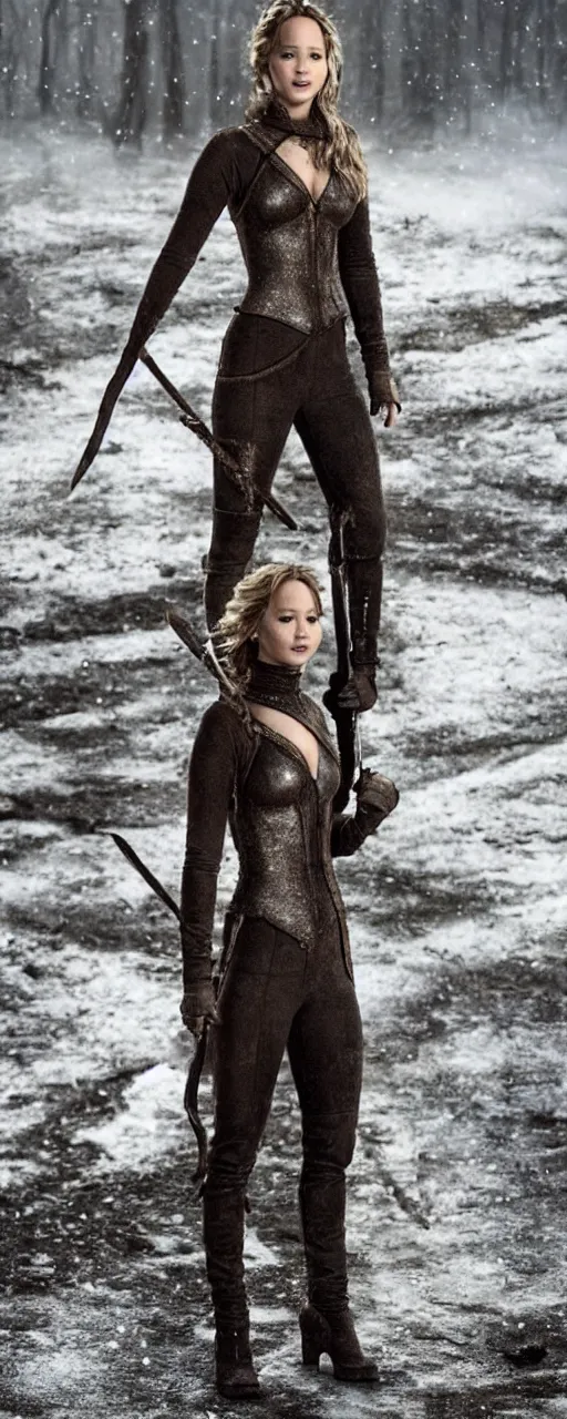 Image similar to Jennifer Lawrence as Winter Wyvern, full body shot