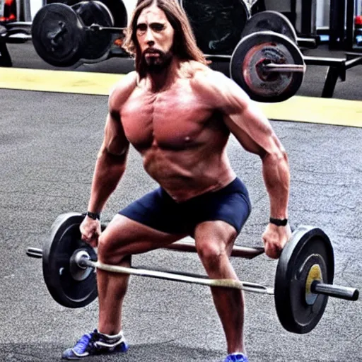 Prompt: jesus christ deadlifting