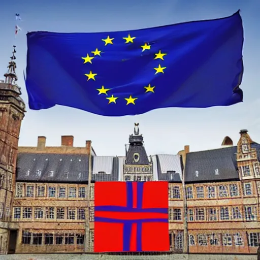 Image similar to european flag and danish flag combined