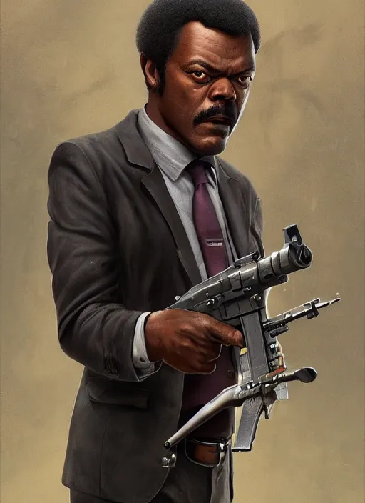 Image similar to hilarious but serious Jules Winnfield played by Samuel L. Jackson from the movie Pulp Fiction, Funny cartoonish by Gediminas Pranckevicius and mort drucker Tomasz Alen Kopera, masterpiece, trending on artstation, 8k,