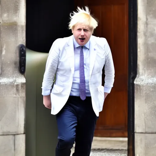 Prompt: boris johnson is wearing a latex suite, anime, manga, shiny, mijoo