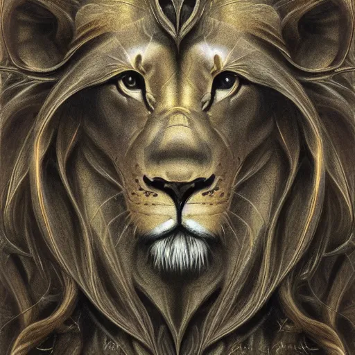 Prompt: detailed and sharp lion leo zodiac artwork, mystic style, detailed, 8 k, detailed, symmetrical, by brian froud