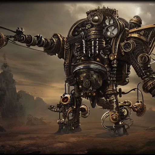 very detailed epic steampunk mech cinematic realistic | Stable ...