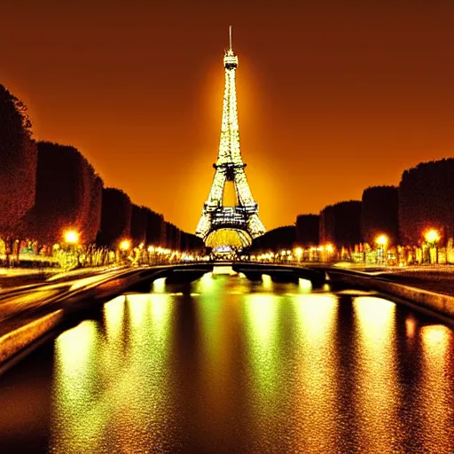 Image similar to award winning photo of paris at night, realistic photo