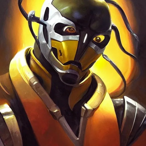 Image similar to greg manchess portrait painting of cyrax from mortal kombat as overwatch character, medium shot, asymmetrical, profile picture, organic painting, sunny day, matte painting, bold shapes, hard edges, street art, trending on artstation, by huang guangjian and gil elvgren and jesper ejsing