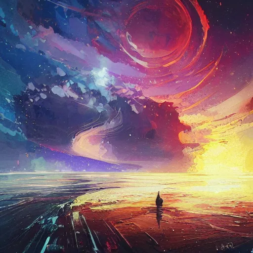 Image similar to eisberg floating in space, by anato finnstark, by alena aenami, by john harris, by ross tran, by wlop, by andreas rocha