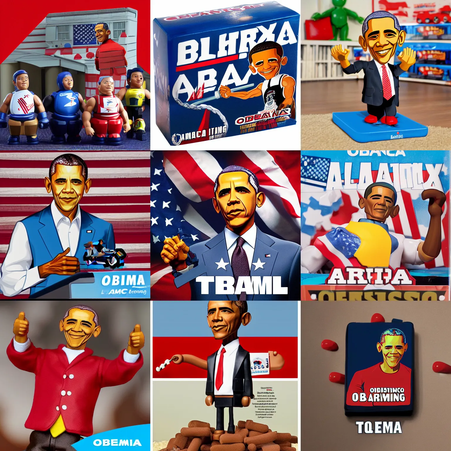 Prompt: Obama flex Armstrong toy