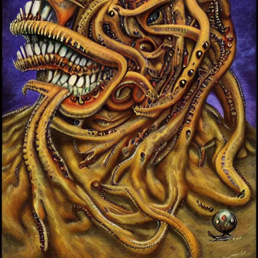 Image similar to igor ivanovich strelkov became an aggressive lovecraftian degenerate worm calling for total mobilization, photo - realistic, color image, 2 k, highly detailed, bodyhorror, occult art