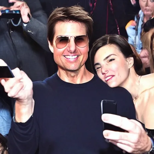 Image similar to tom cruise accidently left the flash on when taking a selfie