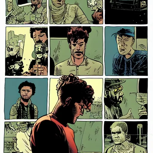 Image similar to mikky ekko, graphic novel, detailed, in the style of Geoff Darrow and Frank Miller