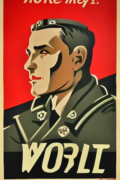 Image similar to world war 2 propaganda poster for the goat army