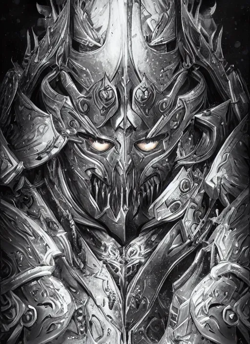 Image similar to close up portrait of arthas the lich king, powerful, domineering, stoic, masterful, intense, ultrafine hyperdetailed illustration by kim jung gi, irakli nadar, intricate linework, sharp focus, octopath traveler, yoji shinkawa, highly rendered, detailed, concept art